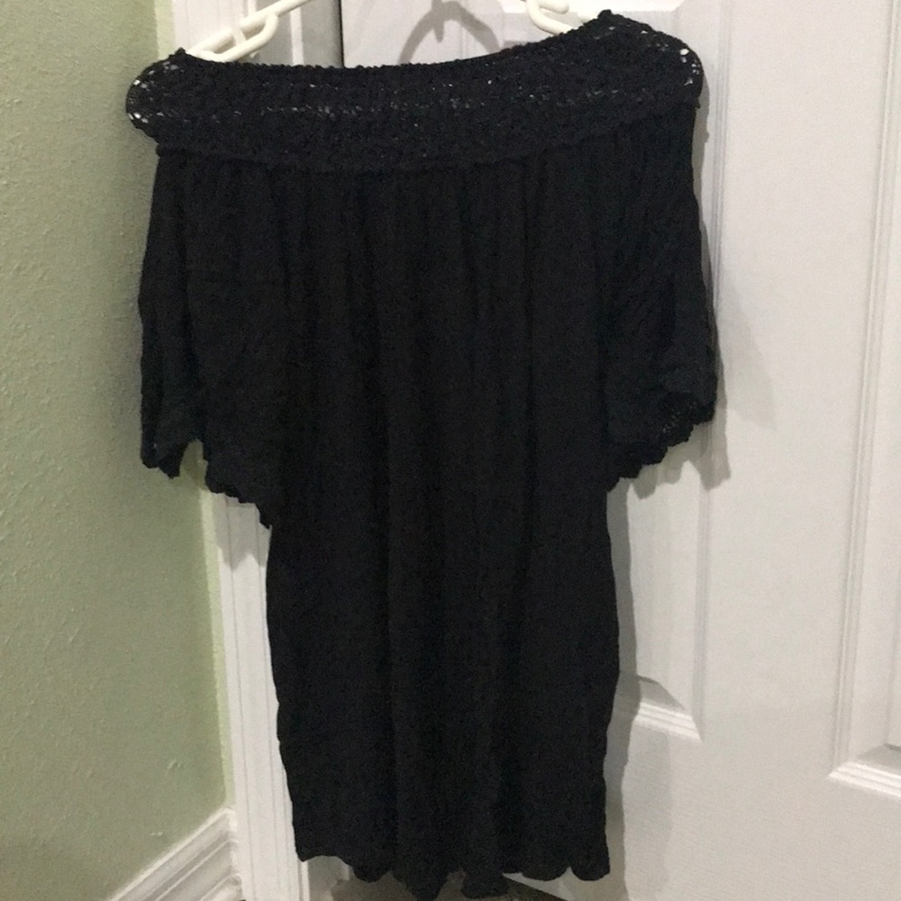 Black off the shoulder pool cover up